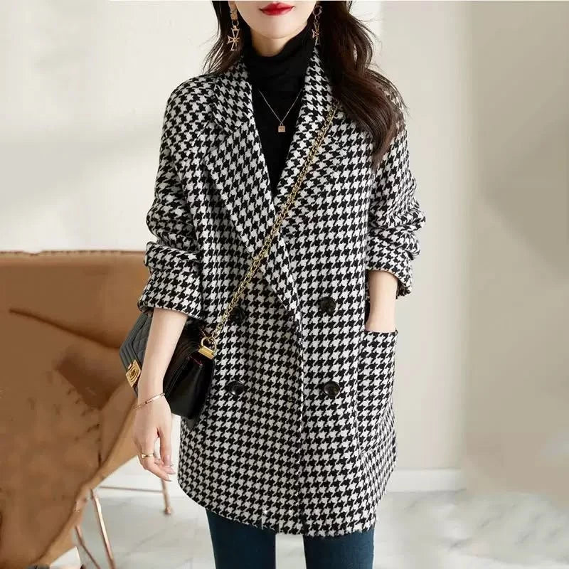 Oversized Houndstooth Blazer Coat, image 8