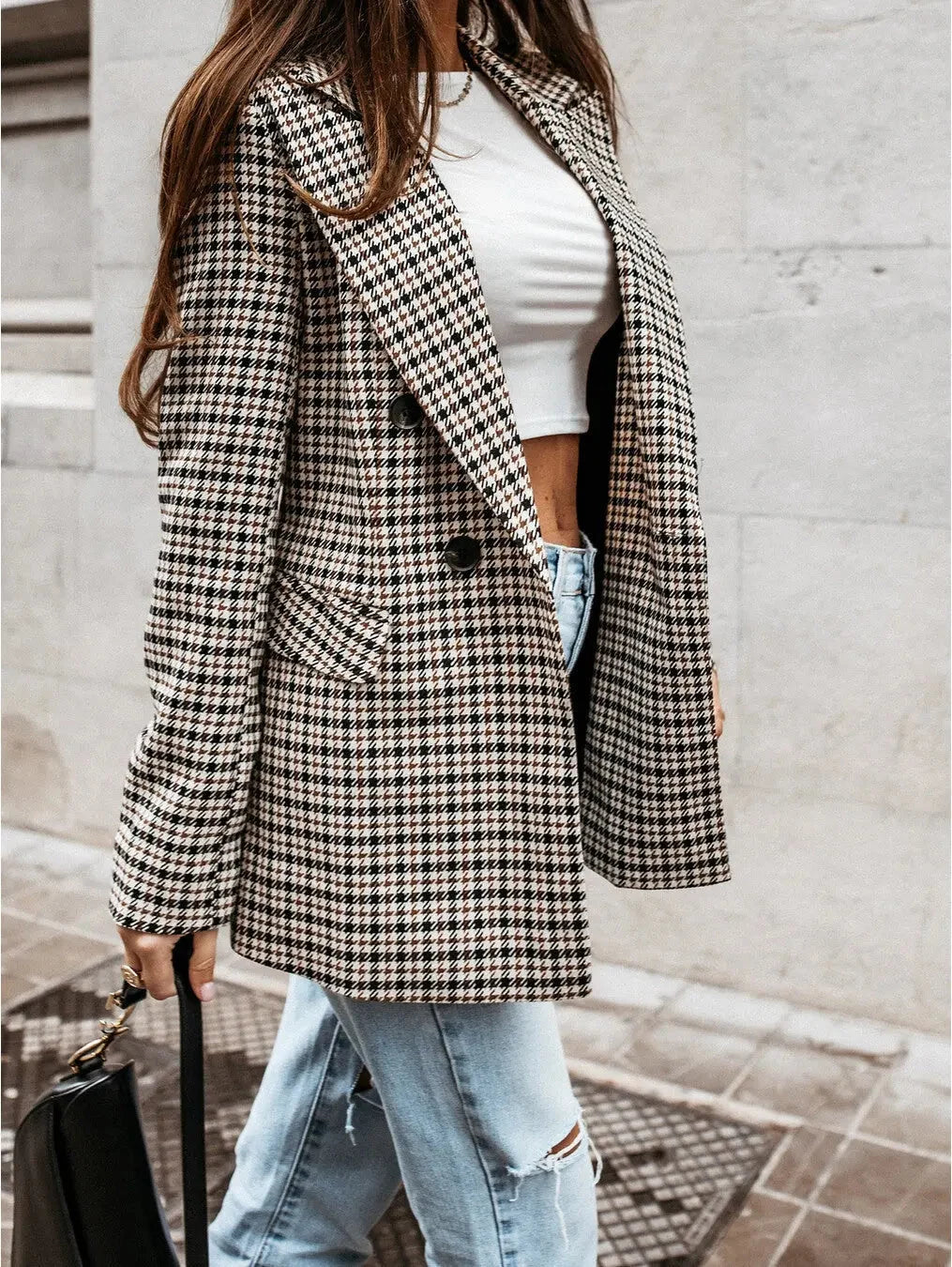 Houndstooth Double-Breasted Blazer, image 2