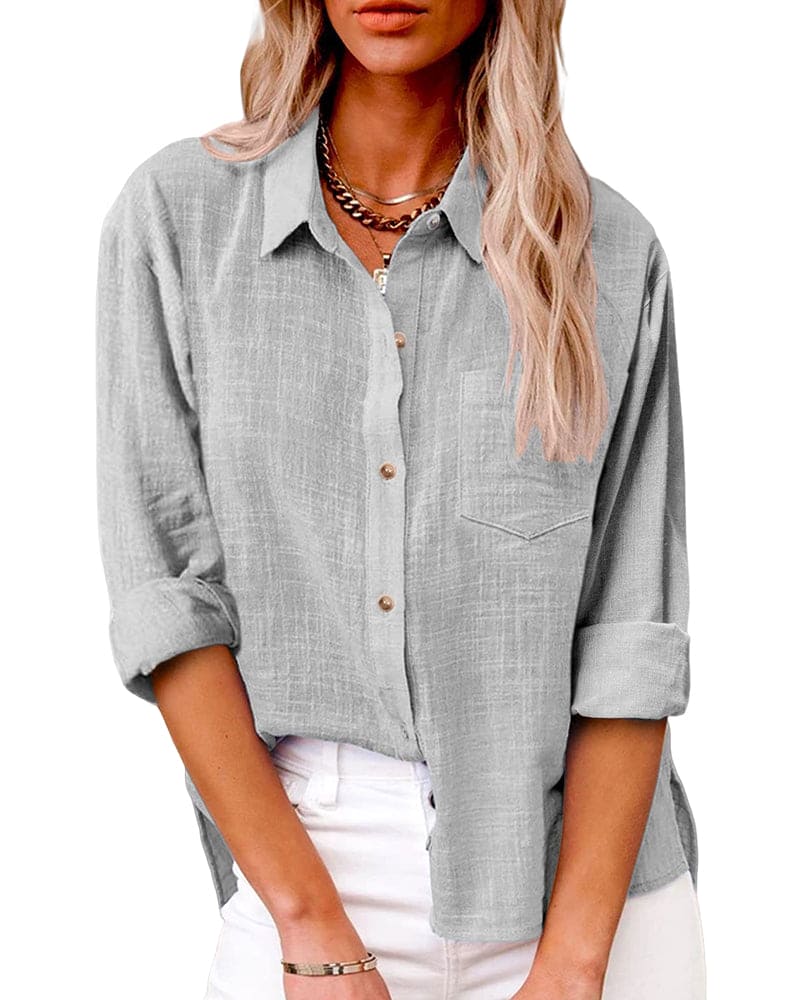 Linen Blend Shirt with Curved Hem, image 6