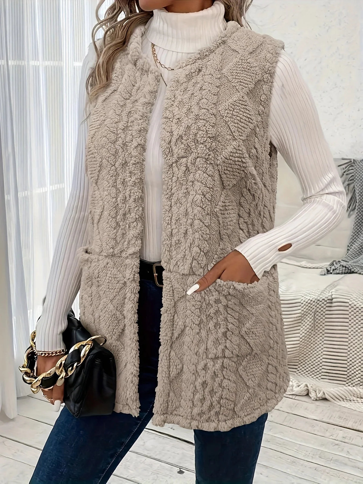 Textured Longline Gilet, image 2