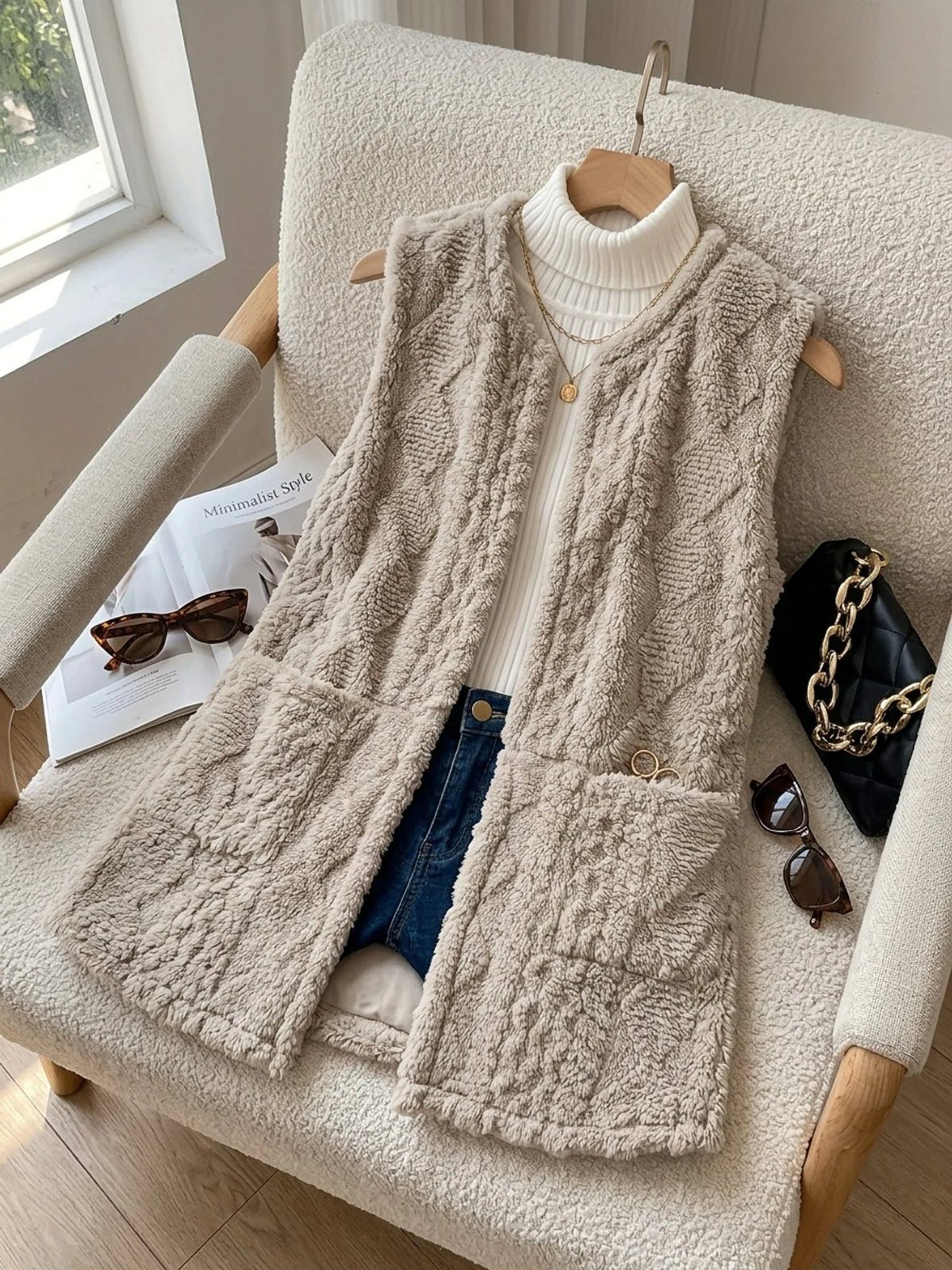Textured Longline Gilet, image 5