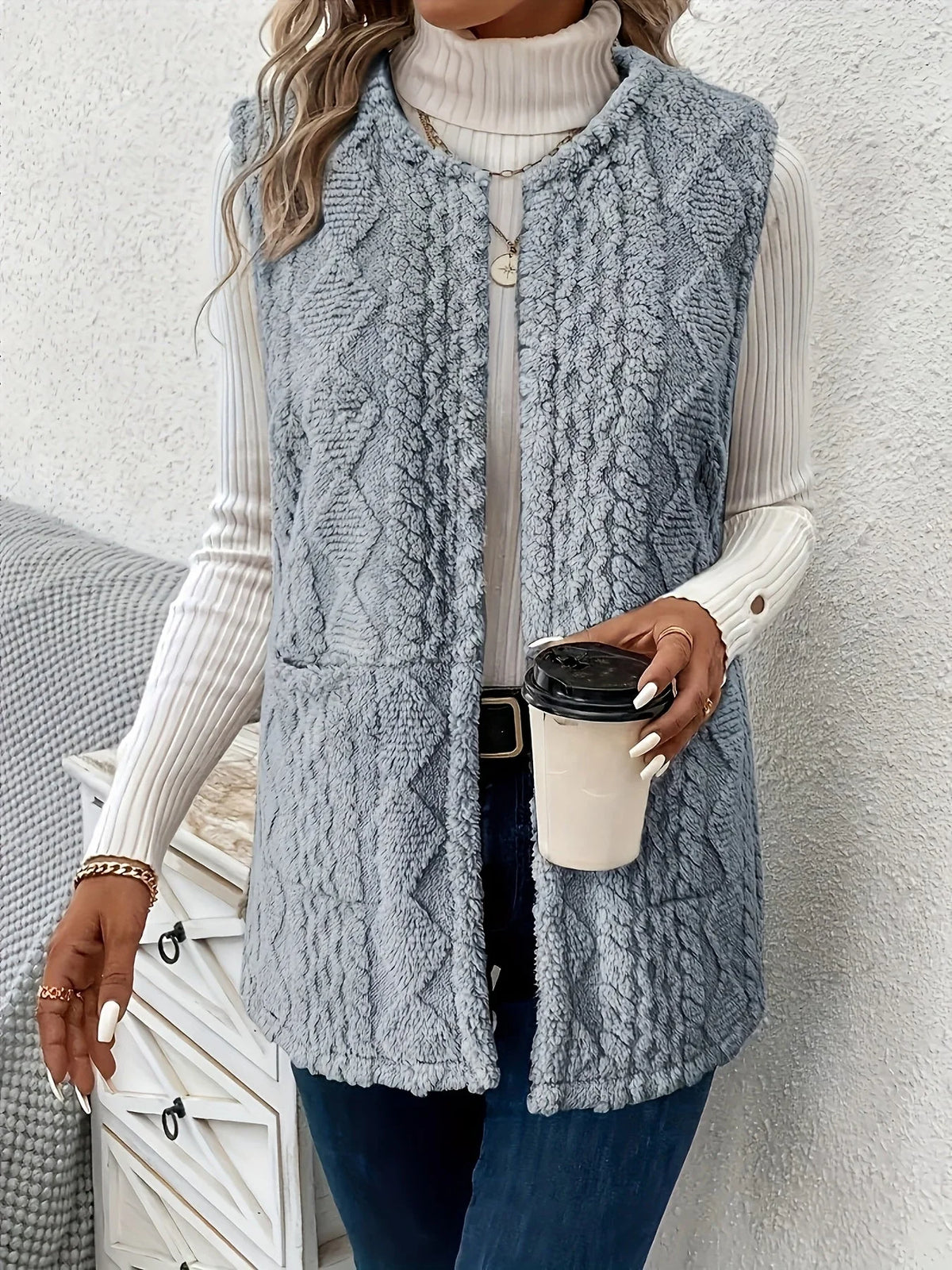 Textured Longline Gilet, image 7