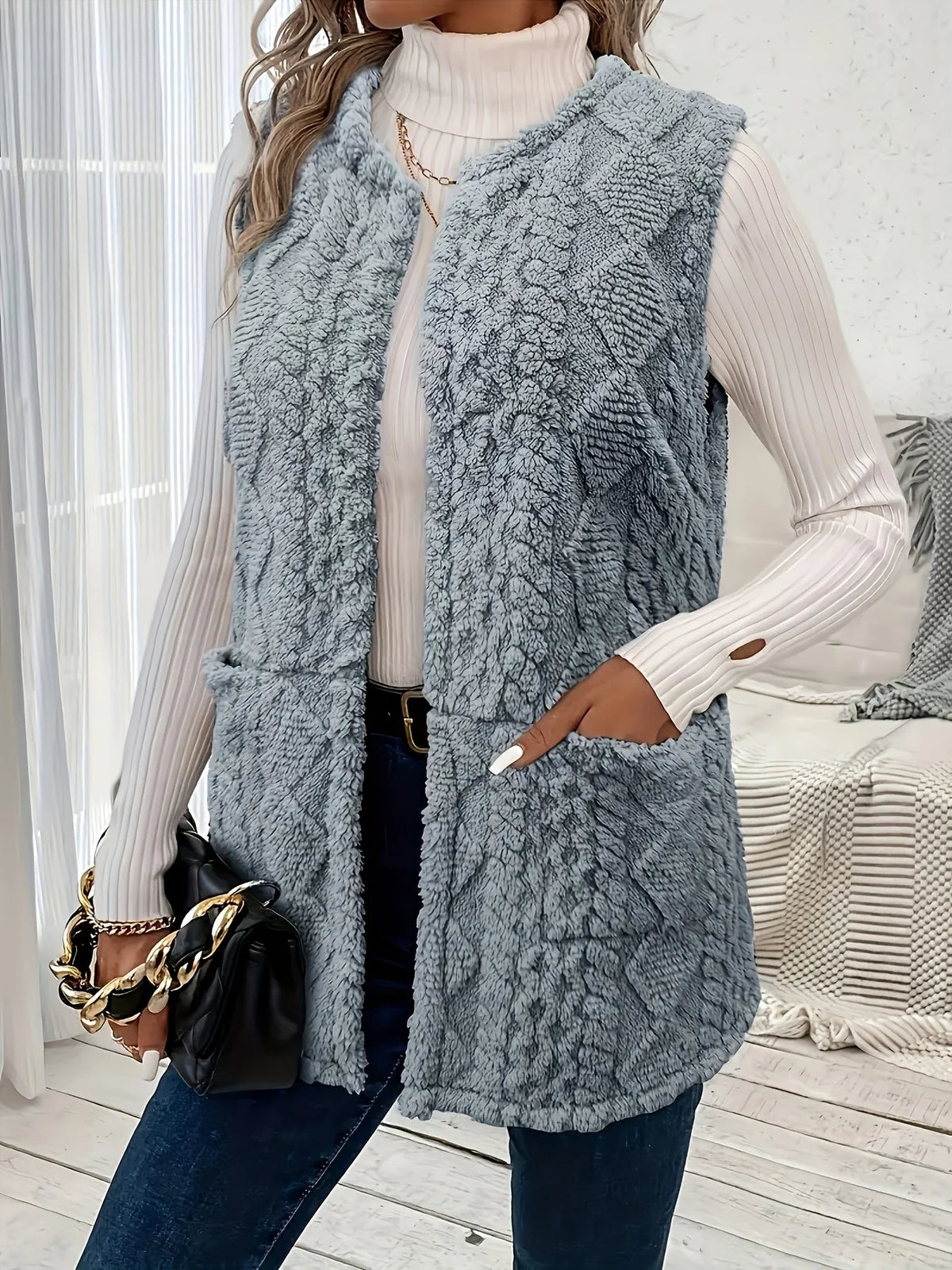 Textured Longline Gilet, image 9