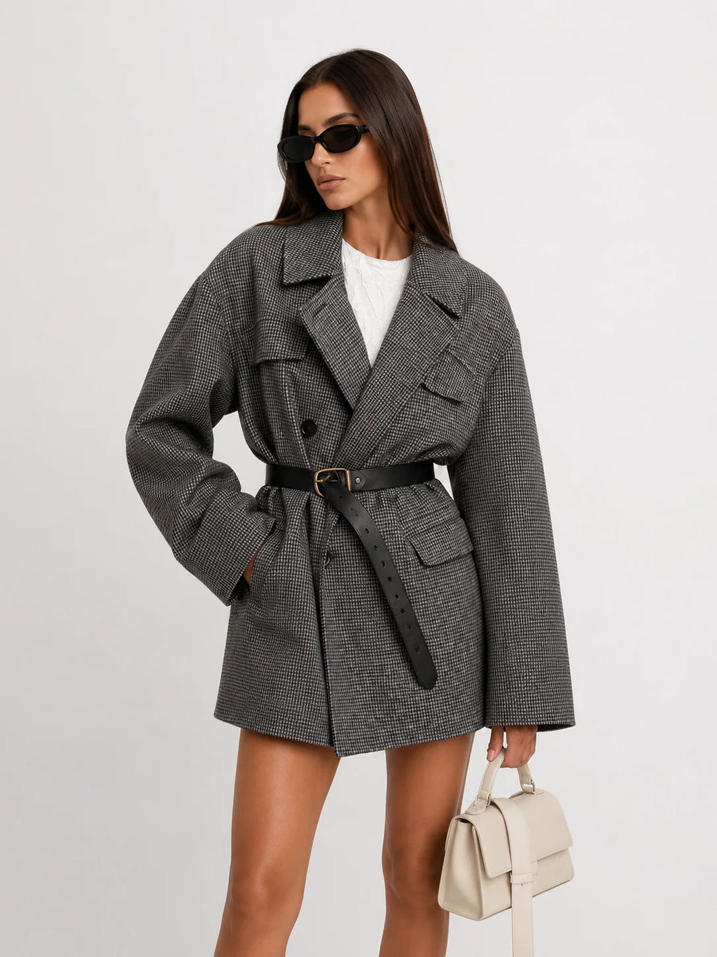 Structured Double-Breasted Tweed Coat, image 2