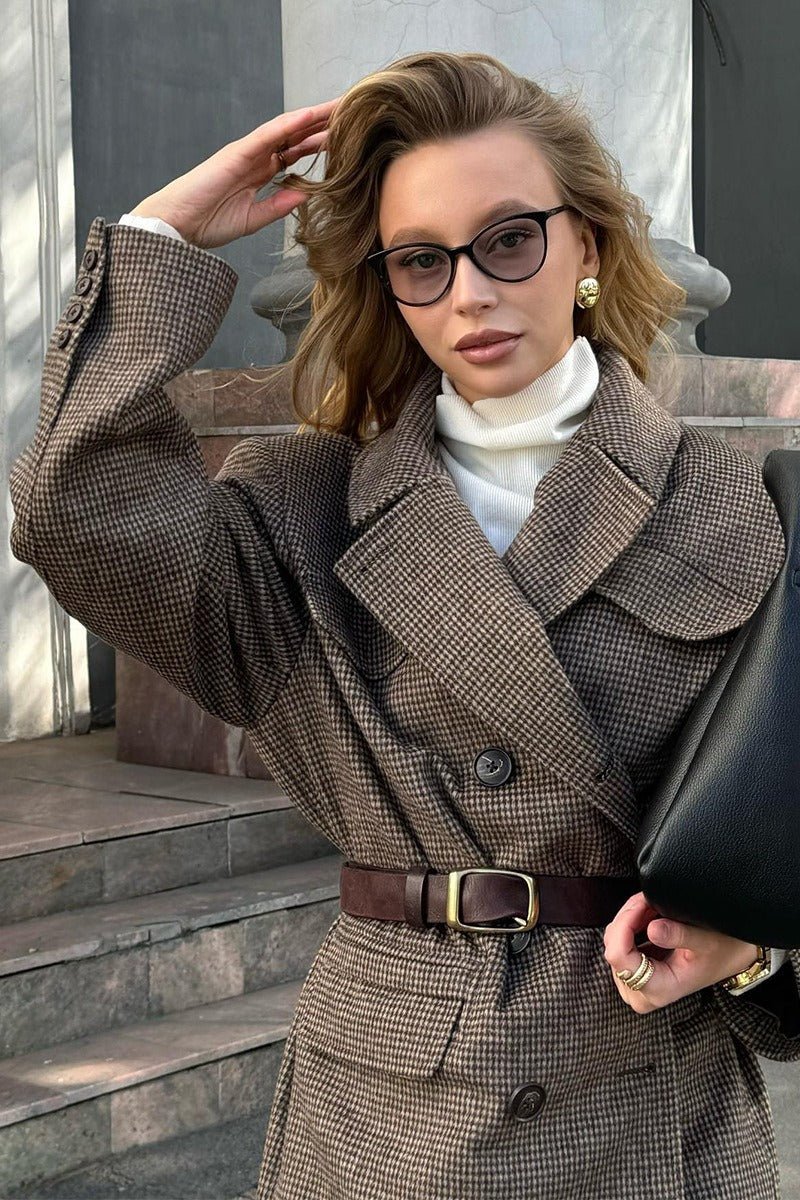 Structured Double-Breasted Tweed Coat, image 6