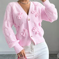 Cable-Knit Cardigan with Bow Accents