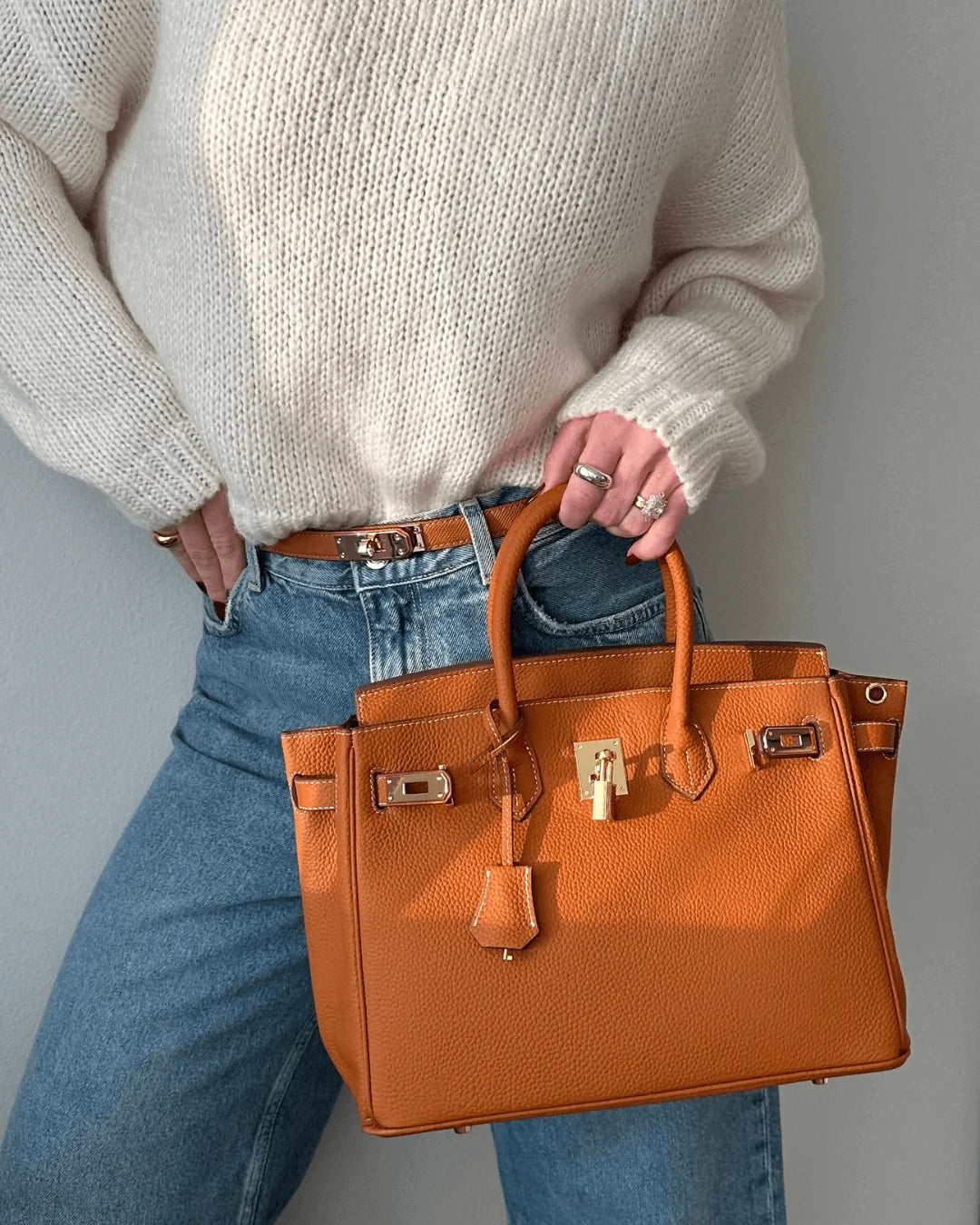 Structured Synthetic Leather Handbag, image 3