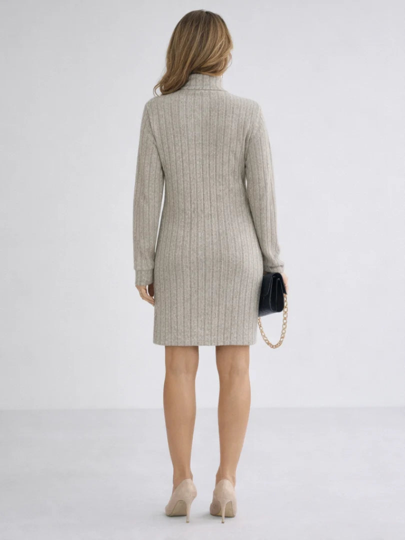 Ribbed Turtleneck Sweater Dress, image 3