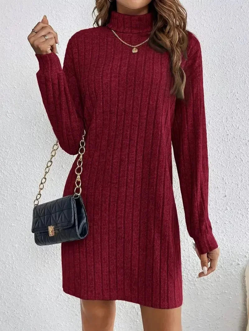 Ribbed Turtleneck Sweater Dress, image 8