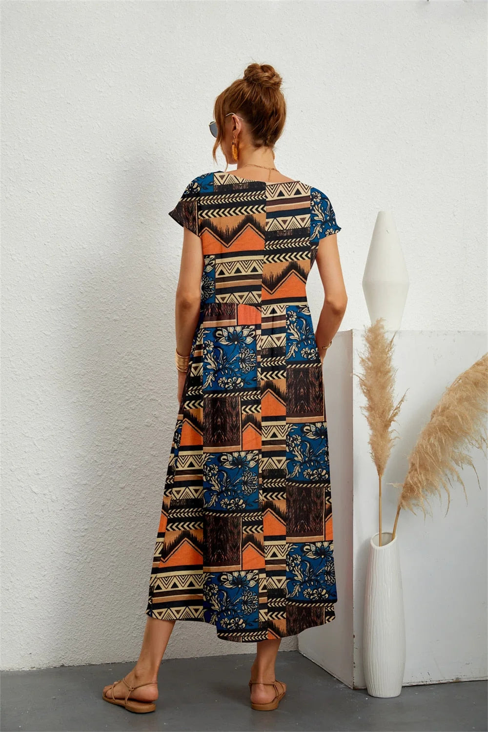 Printed Midi Dress with Pockets, image 6