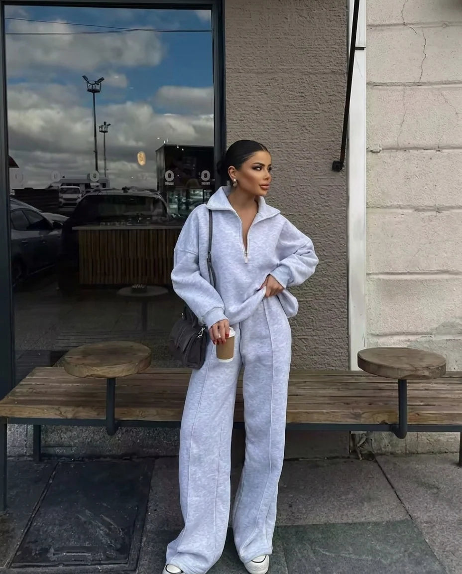 Collared Wide-Leg Lounge Set, image 2