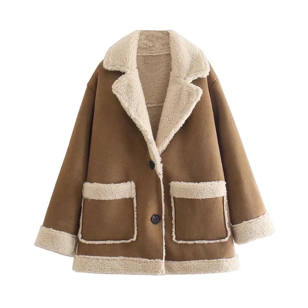 Faux Shearling Contrast Panel Jacket, image 3