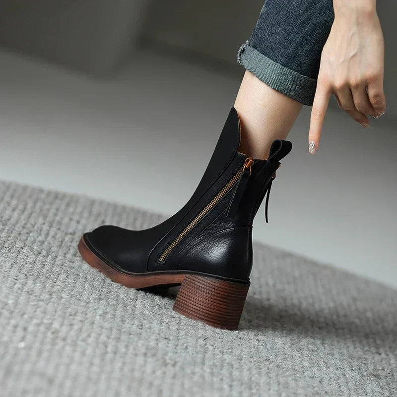 Zip-Up Block Heel Ankle Boots, image 2