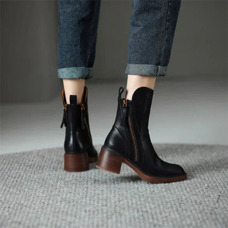 Zip-Up Block Heel Ankle Boots, image 3