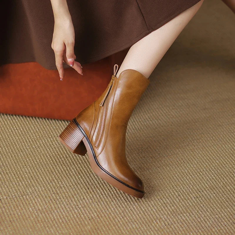 Zip-Up Block Heel Ankle Boots, image 4