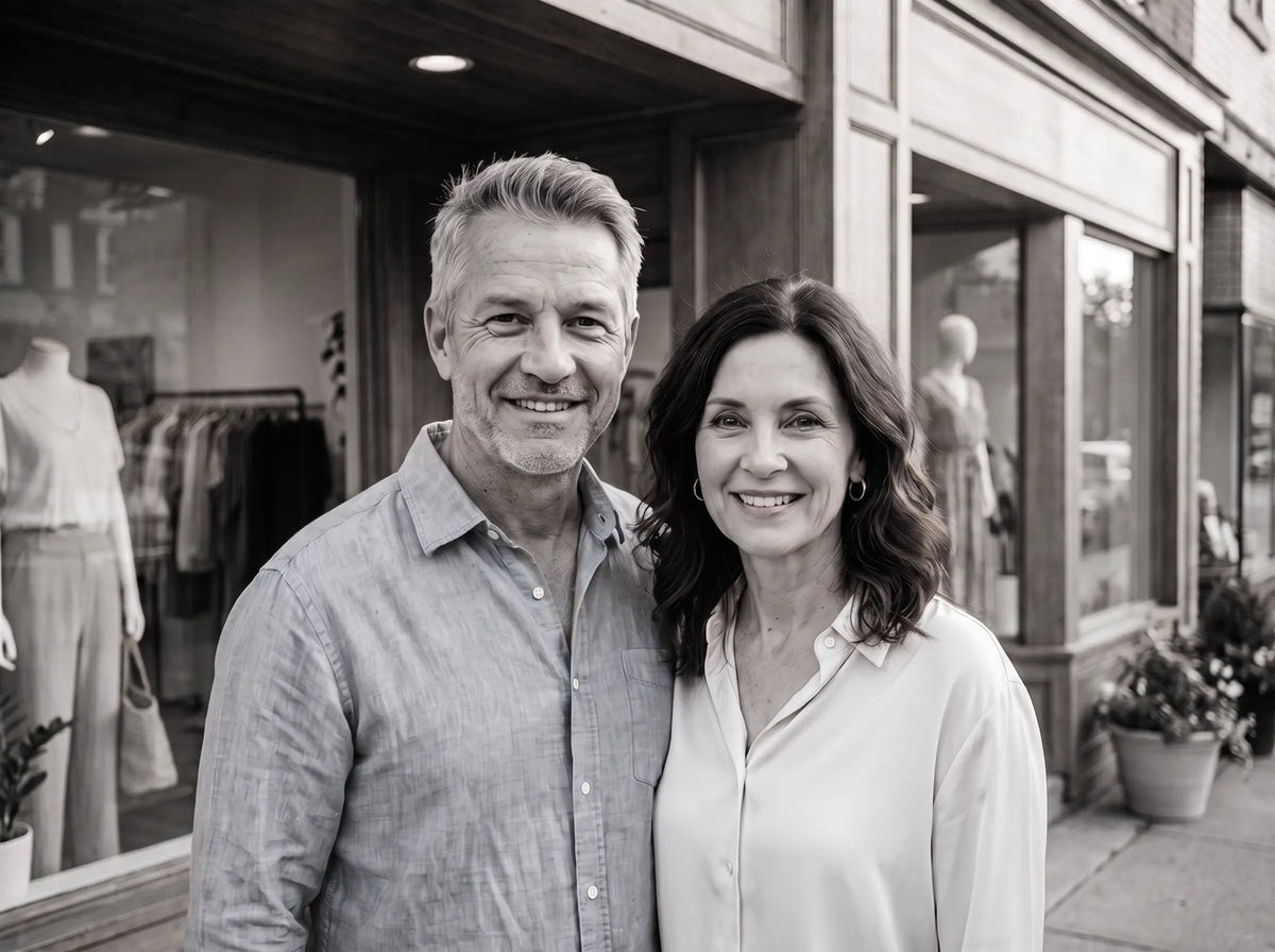 Bellisa Boutique storefront, grey-toned