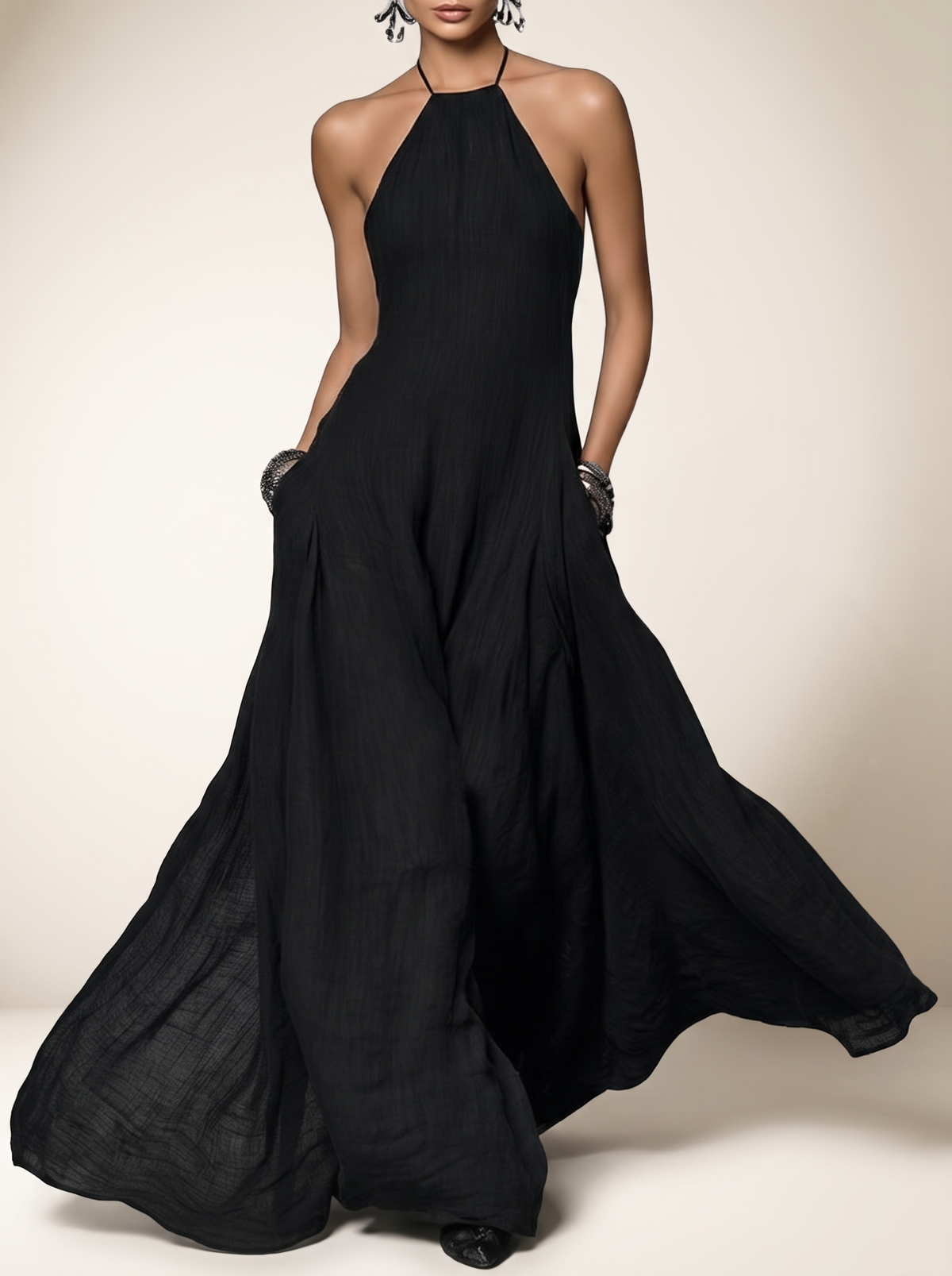 Linen Halter Maxi Dress