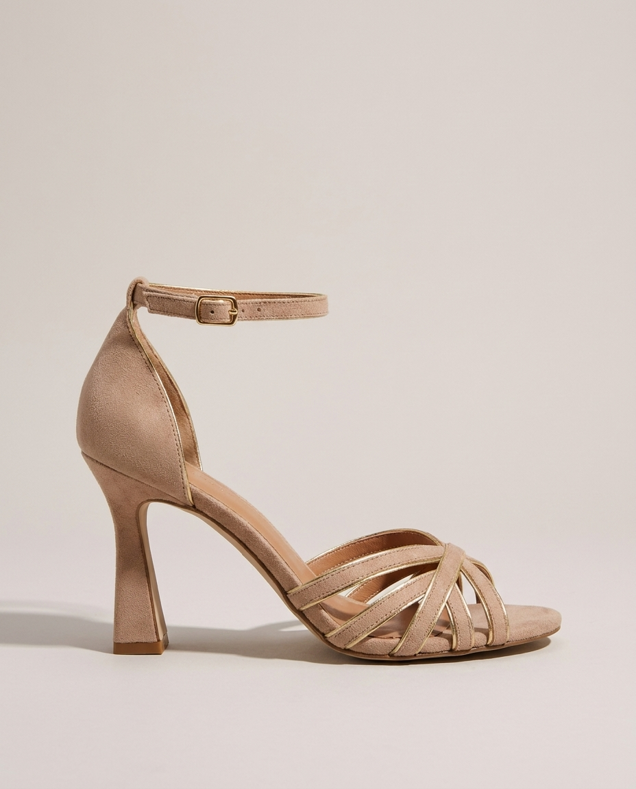 Strappy Nude Ankle-Strap Heels, image 2