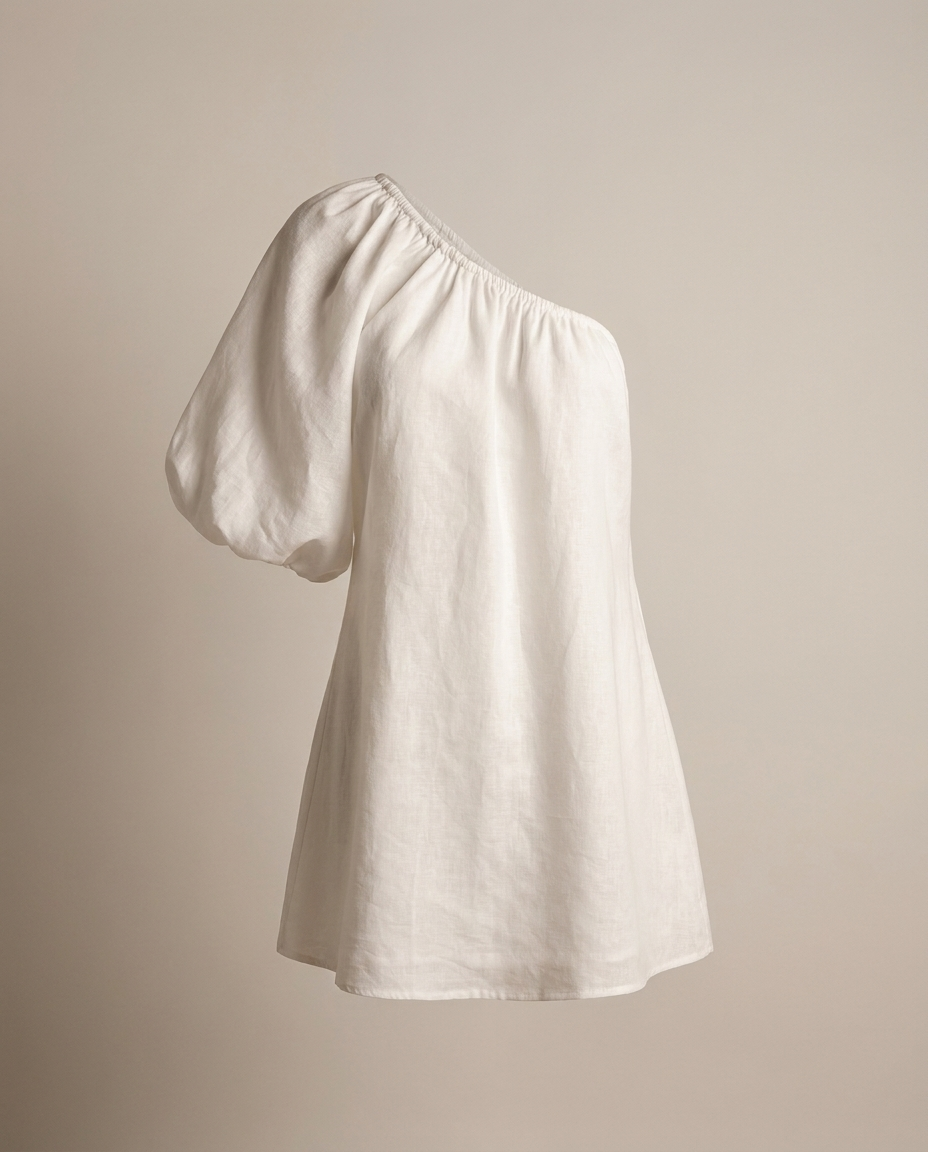 Cotton Linen One-Sleeve Dress, image 5