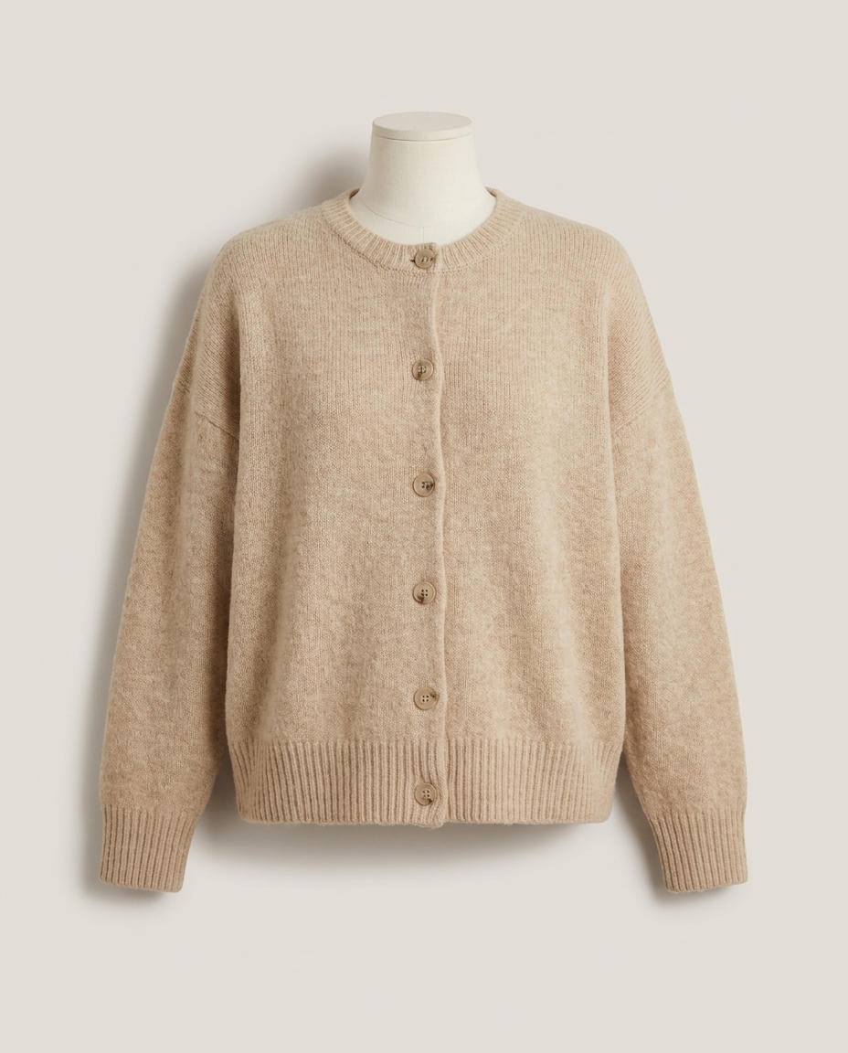 Ribbed Collar Oversized Cardigan, image 2