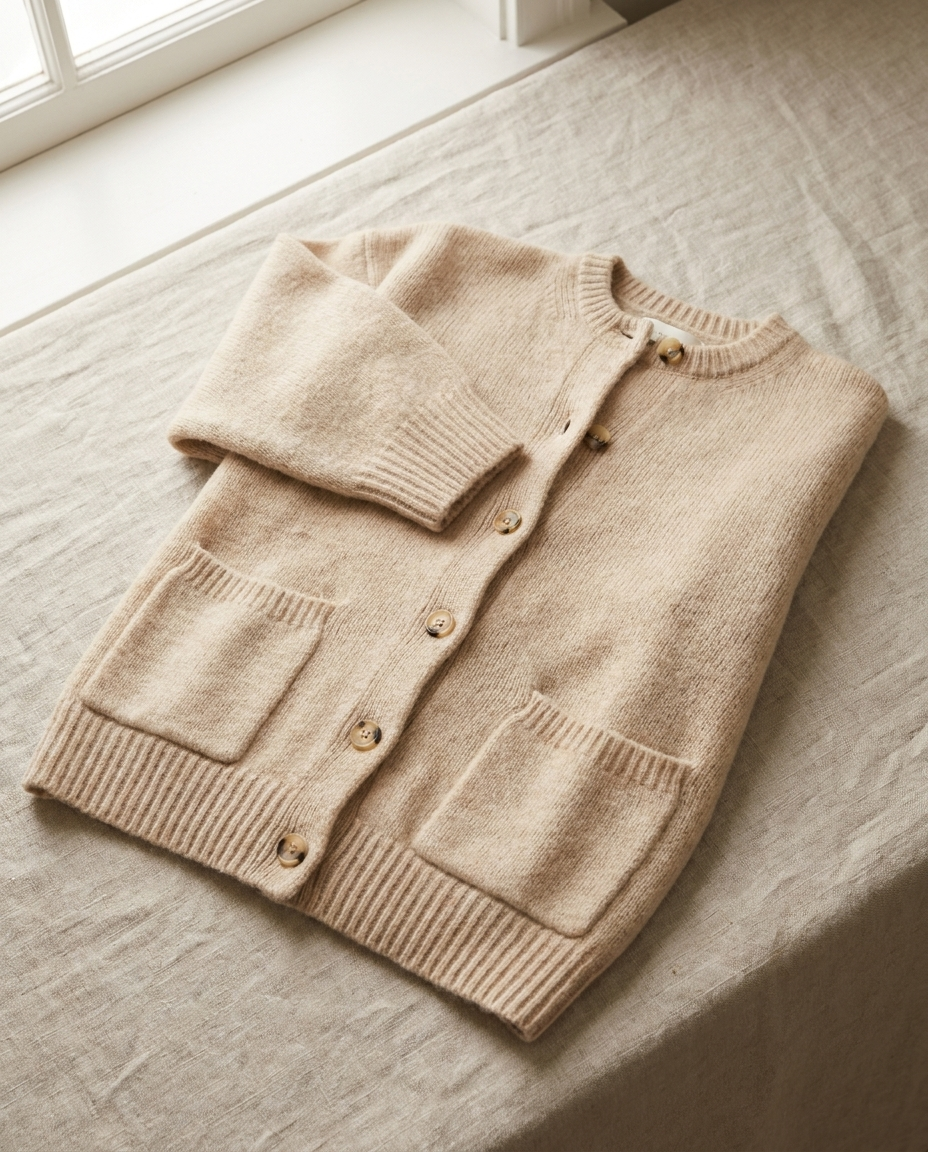 Ribbed Collar Oversized Cardigan, image 5