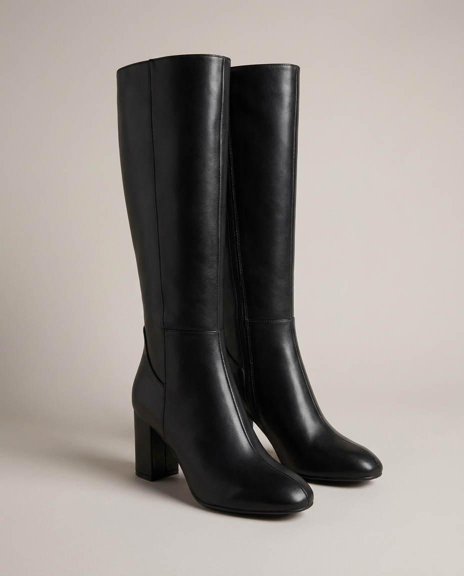 Square-Toe Knee-High Zip Boots, image 5