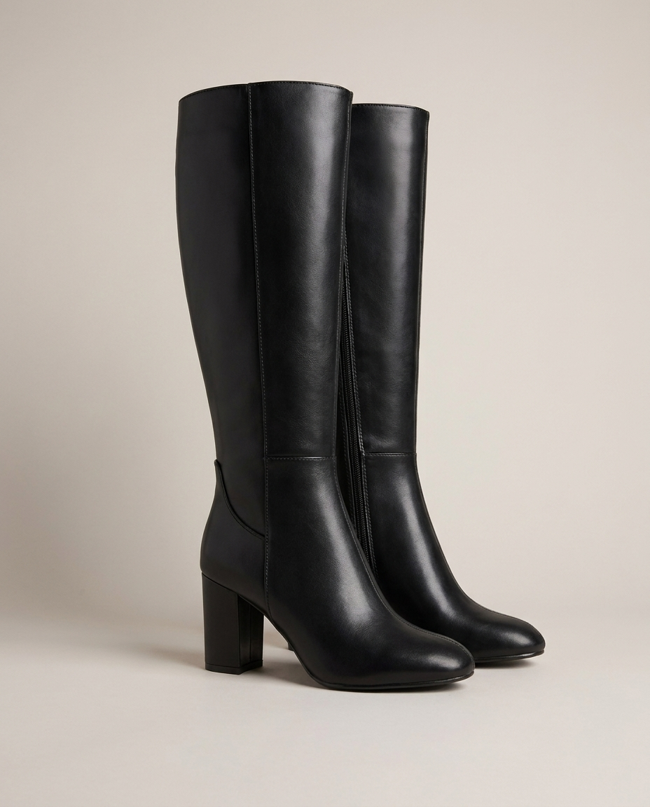Square-Toe Knee-High Zip Boots, image 4