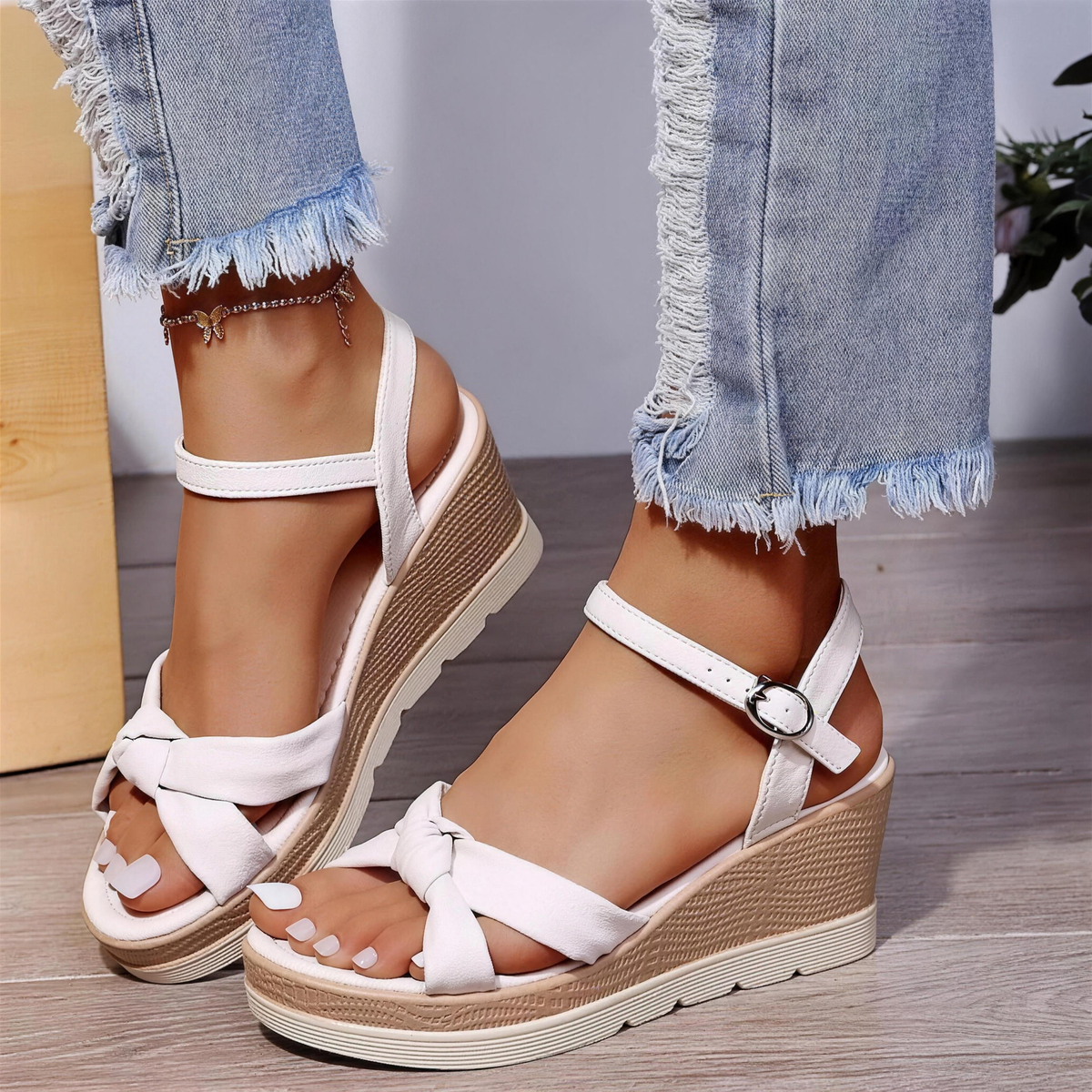 Criss-Cross Wedge Sandals
