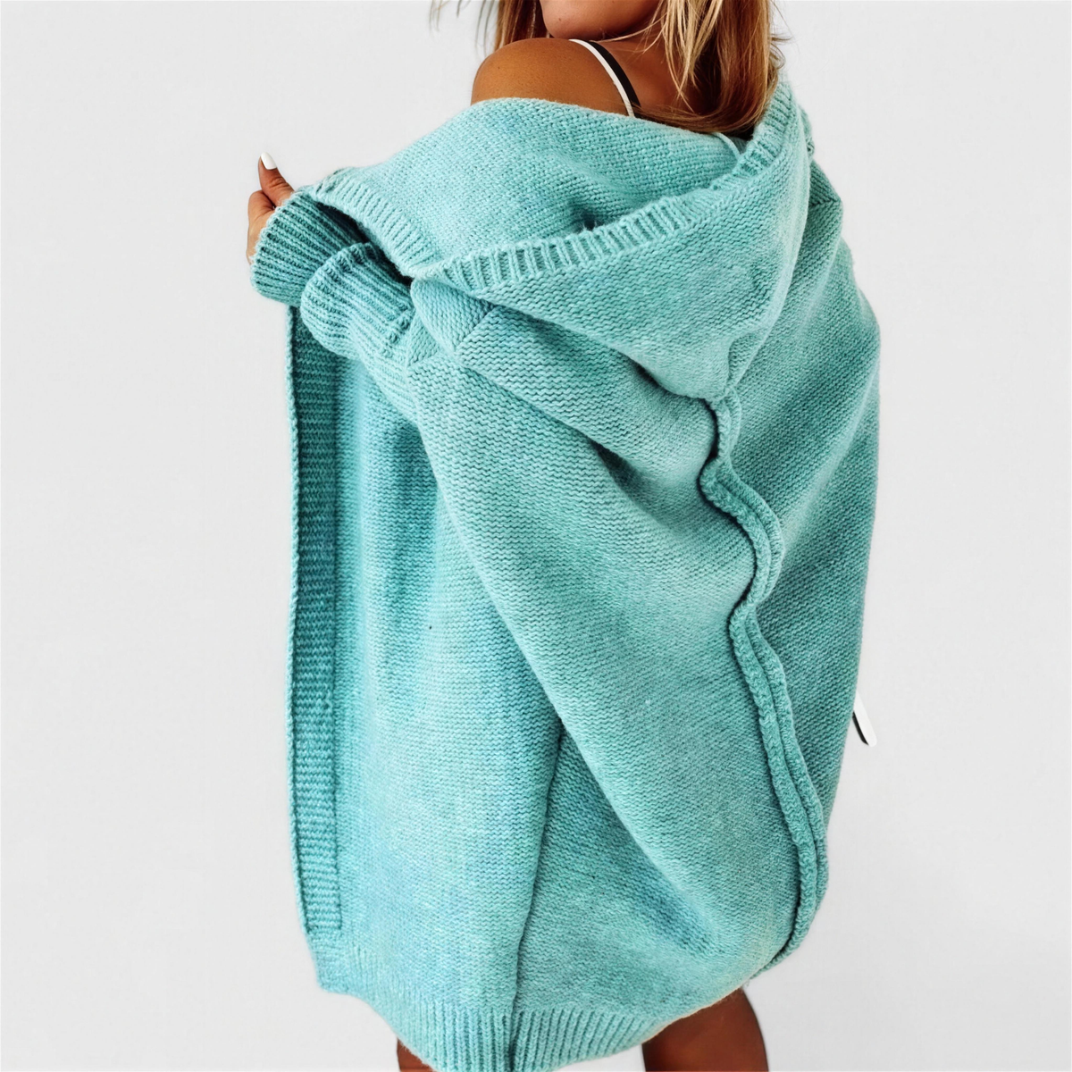 Oversized Hooded Knit Cardigan