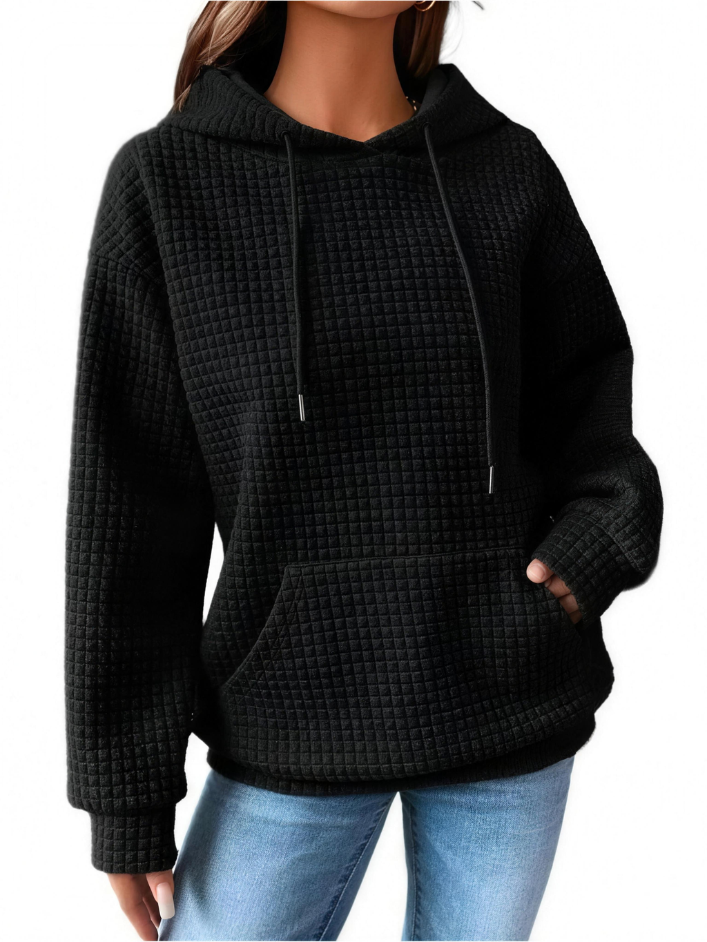 Quilted Drawstring Hoodie