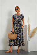 Printed Midi Dress with Pockets