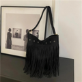 Faux Suede Fringe Shoulder Bag