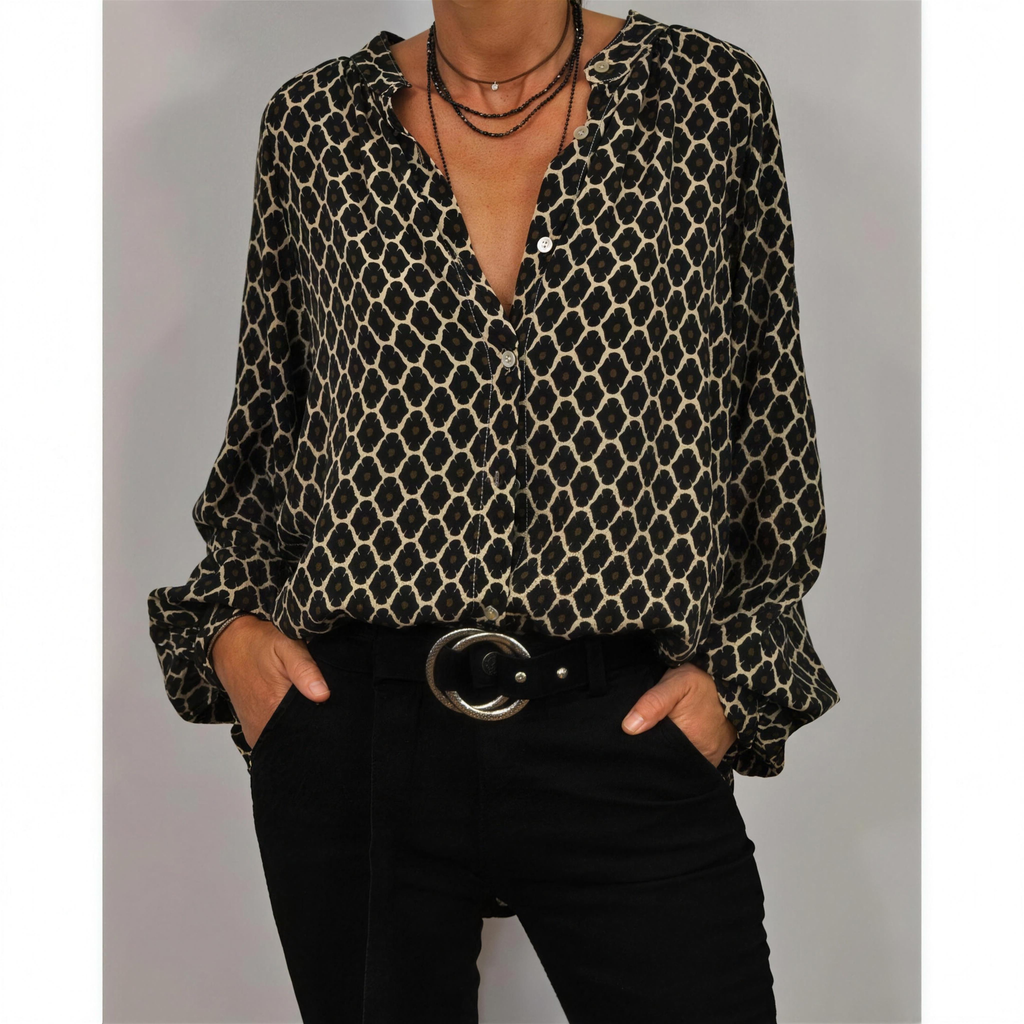 White V-Neck Blouse