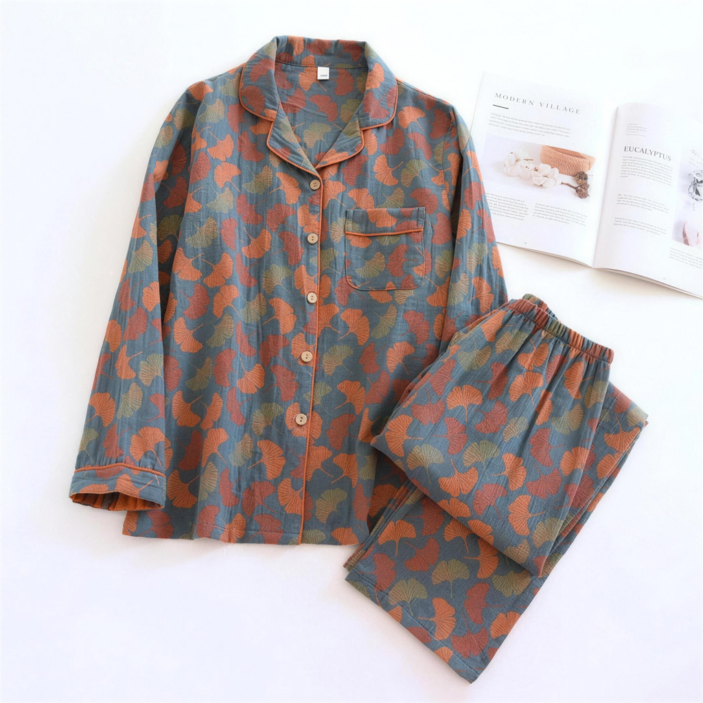 Ginkgo Leaf Print Loungewear Set