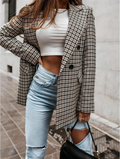 Houndstooth Double-Breasted Blazer