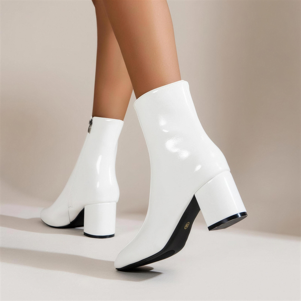 Pointed Toe Block Heel Ankle Boots