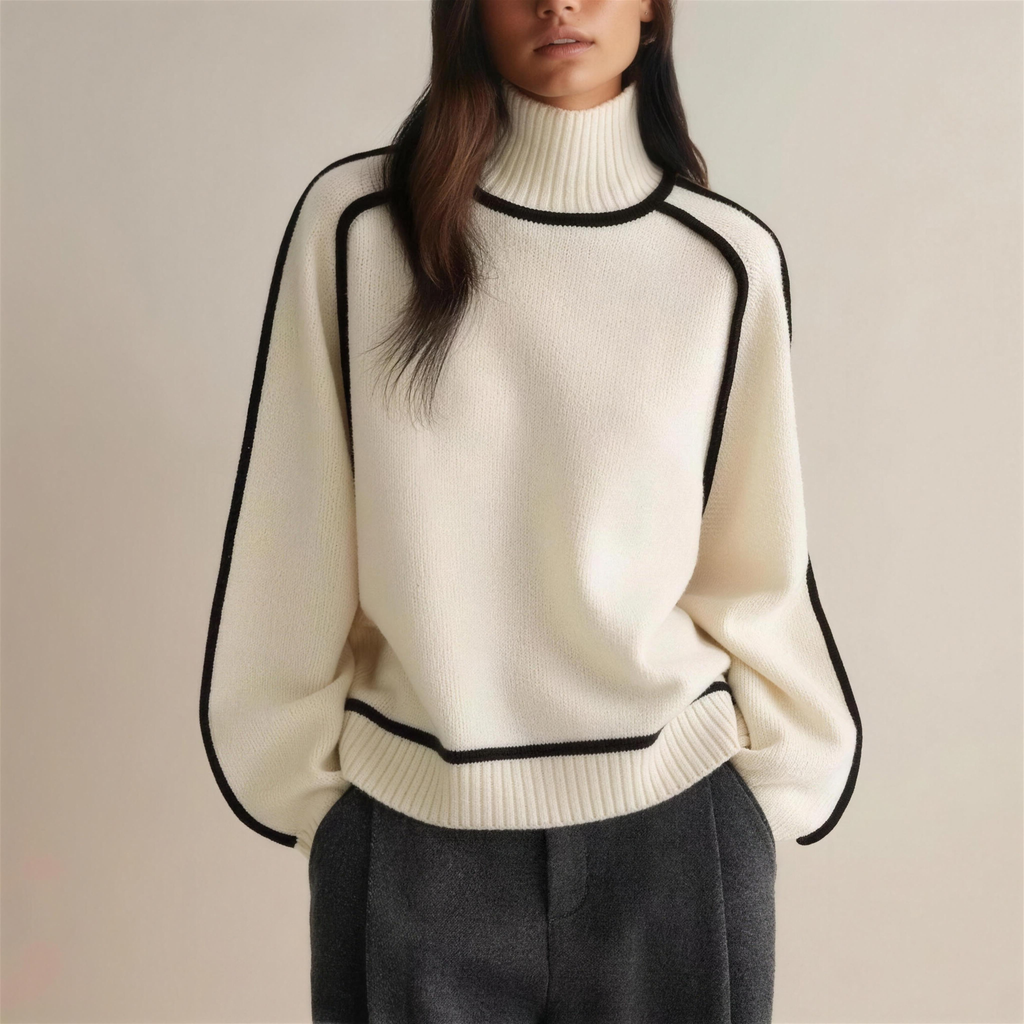 Color-Block Turtleneck Sweater