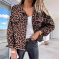 Cropped Leopard Print Denim Jacket