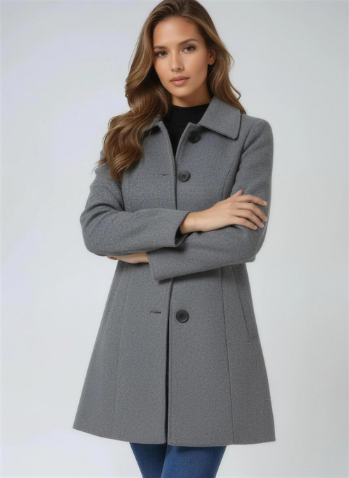 A-Line Lapel Midi Coat