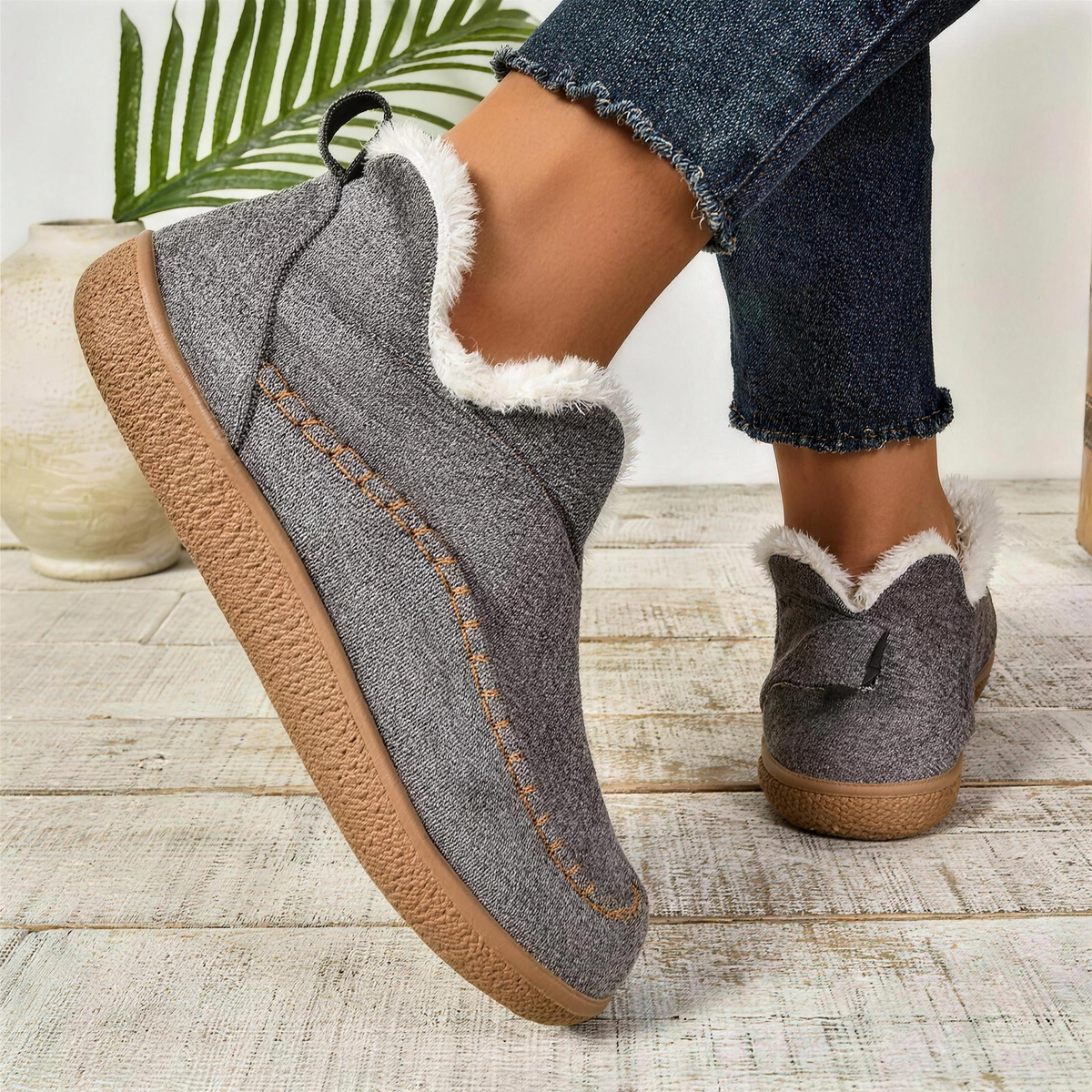 Plush-Lined Ankle Boots
