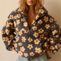 Floral Teddy Fleece Half-Zip Jacket