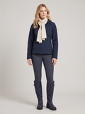 Waterproof Knee-High Boots with Buckle Strap in Navy Blue