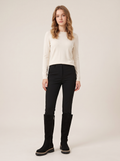 Flat Knee-High Suede-Look Boots with Lug Sole in Black
