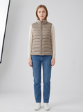 Lightweight Padded Gilet with Stand Collar in Khaki