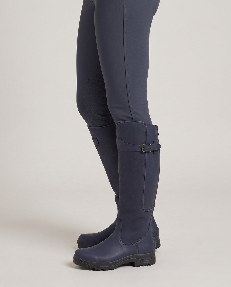 Waterproof Knee-High Boots with Buckle Strap - side view