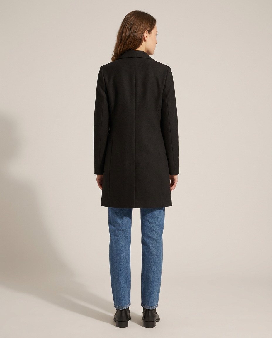 Long Blazer with Wide Lapel and Front Pockets - back view