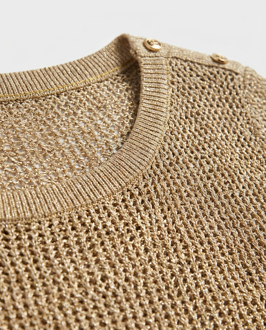 Relaxed Knit Jumper with Wide Sleeves - close-up of the fabric and detail