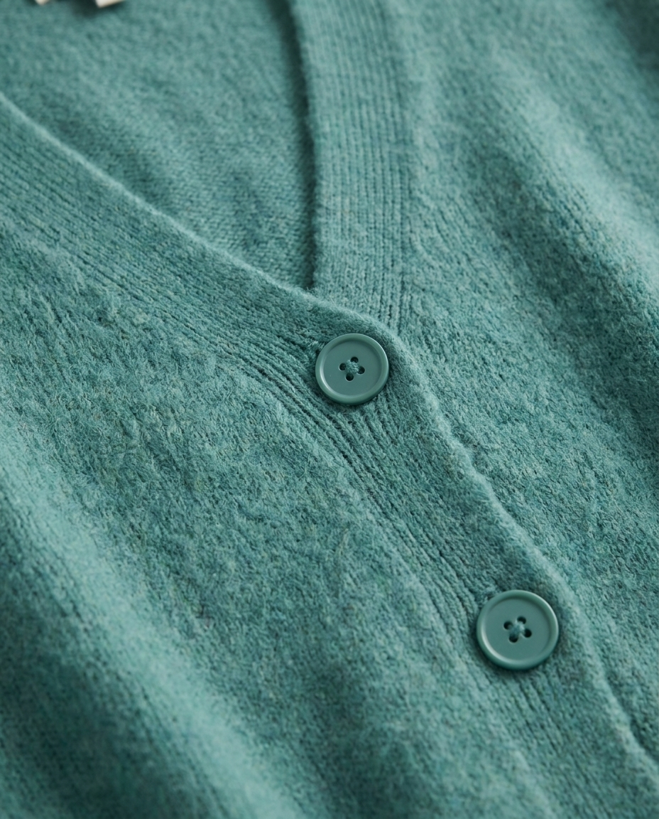 Cropped V-Neck Button Cardigan - close-up of the fabric and detail