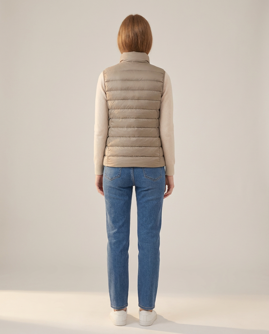 Lightweight Padded Gilet with Stand Collar - back view