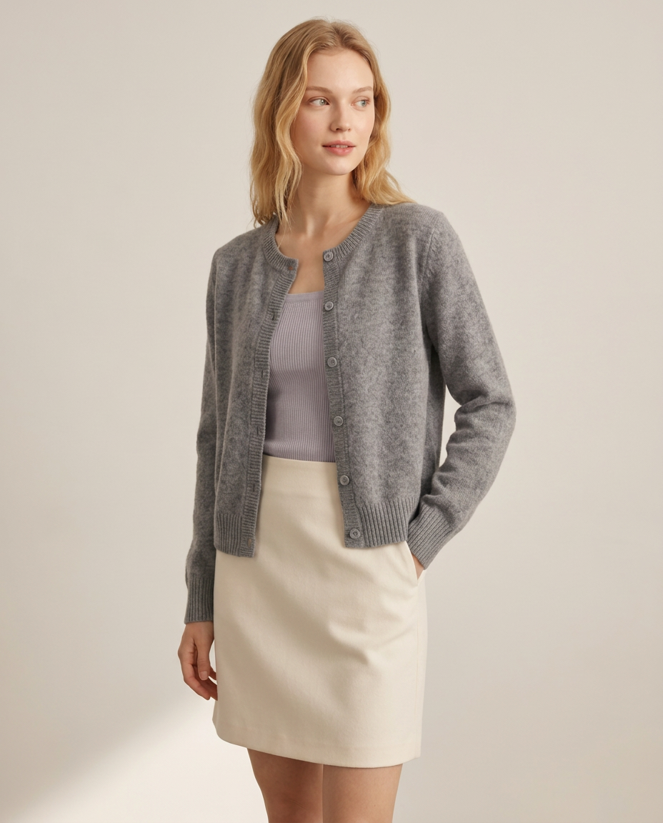 Soft Knit Button-Front Cardigan - three-quarter view